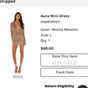 Gold mini low cut dress L